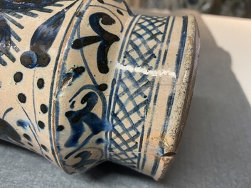 A Hispano-Moresque blue and white albarello with a deer, Paterna or Manises, Spain, mid 15th C.
